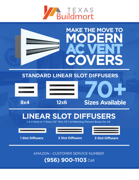 Brochure of 48 Inch 3 Slot Linear Air Vent Cover White - 48 Inch 3 Slot Linear Diffuser White - Texas Buildmart