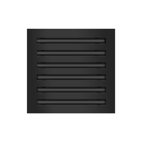 Front View of 12x12 Modern Air Vent Cover Black - 12x12 Standard Linear Slot Diffuser Black - Texas Buildmart