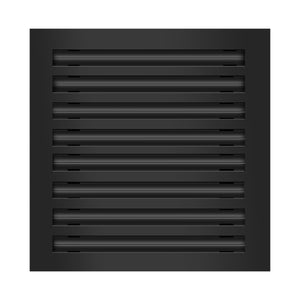 Front View of 16x16 Modern Air Vent Cover Black - 16x16 Standard Linear Slot Diffuser Black - Texas Buildmart