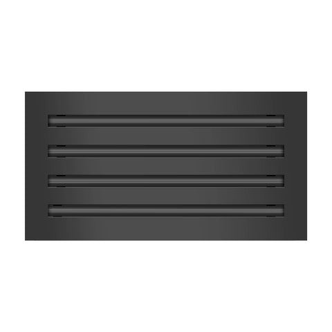 Front View of 16x8 Modern Air Vent Cover Black - 16x8 Standard Linear Slot Diffuser Black - Texas Buildmart