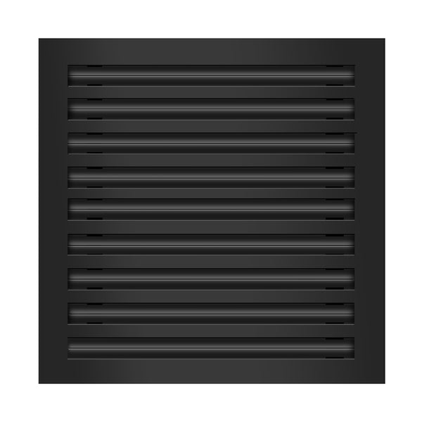 Front View of 18x18 Modern Air Vent Cover Black - 18x18 Standard Linear Slot Diffuser Black - Texas Buildmart