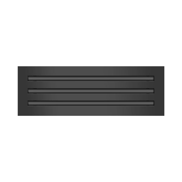 Front View of 18x6 Modern Air Vent Cover Black - 18x6 Standard Linear Slot Diffuser Black - Texas Buildmart