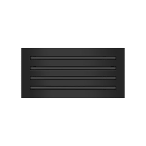 Front View of 18x8 Modern Air Vent Cover Black - 18x8 Standard Linear Slot Diffuser Black - Texas Buildmart