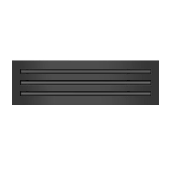 Front of 20x6 Modern Air Vent Cover Black - 20x6 Standard Linear Slot Diffuser Black - Texas Buildmart