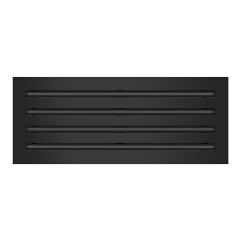Front of 20x8 Modern Air Vent Cover Black - 20x8 Standard Linear Slot Diffuser Black - Texas Buildmart