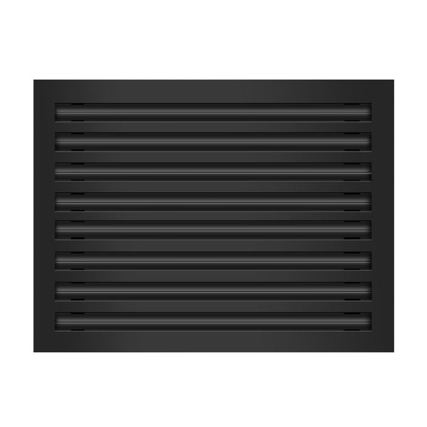 Front View of 22x16 Modern Air Vent Cover Black - 22x16 Standard Linear Slot Diffuser Black - Texas Buildmart
