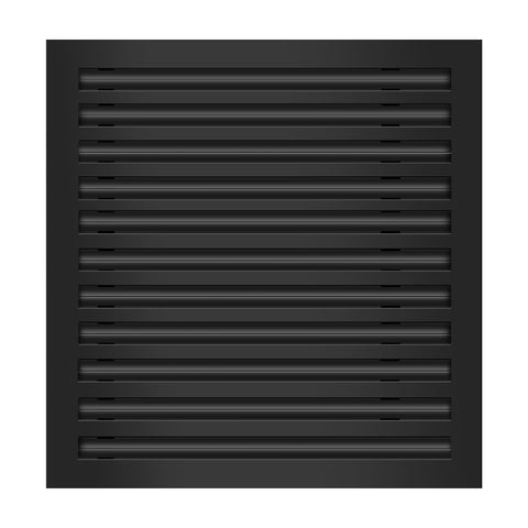 Front of 22x22 Modern Air Vent Cover Black - 22x22 Standard Linear Slot Diffuser Black - Texas Buildmart