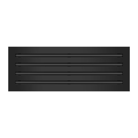 Front View of 22x8 Modern Air Vent Cover Black - 22x8 Standard Linear Slot Diffuser Black - Texas Buildmart