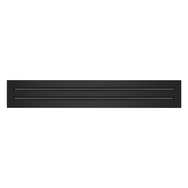 Front View of 24x4 Modern Air Vent Cover Black - 24x4 Standard Linear Slot Diffuser Black - Texas Buildmart