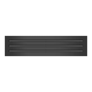 Front View of 24x6 Modern Air Vent Cover Black - 24x6 Standard Linear Slot Diffuser Black - Texas Buildmart