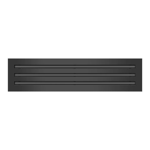 Front View of 24x6 Modern Air Vent Cover Black - 24x6 Standard Linear Slot Diffuser Black - Texas Buildmart