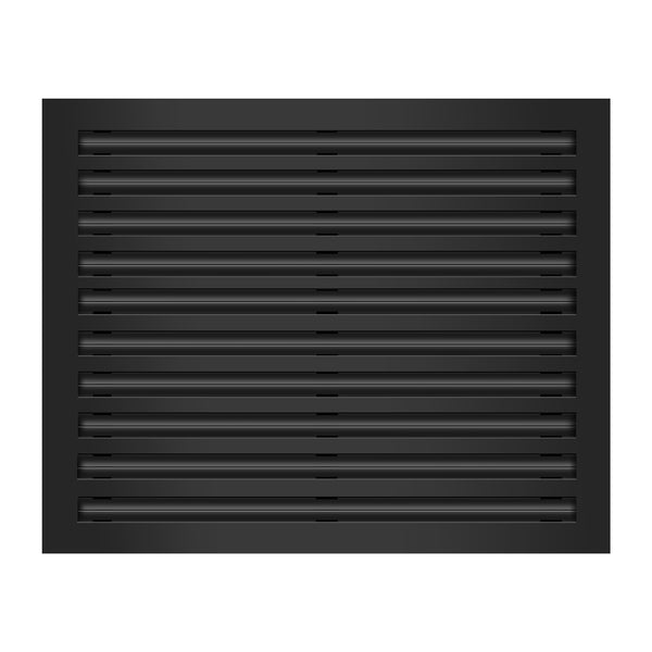 Front View of 25x20 Modern Air Vent Cover Black - 25x20 Standard Linear Slot Diffuser Black - Texas Buildmart