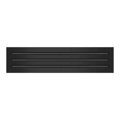 Front View of 25x6 Modern Air Vent Cover Black - 25x6 Standard Linear Slot Diffuser Black - Texas Buildmart