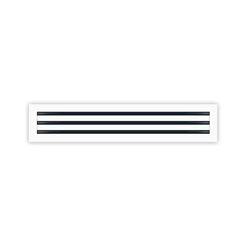 Front of 30x6 Modern Air Vent Cover White - 30x6 Standard Linear Slot Diffuser White - Texas Buildmart