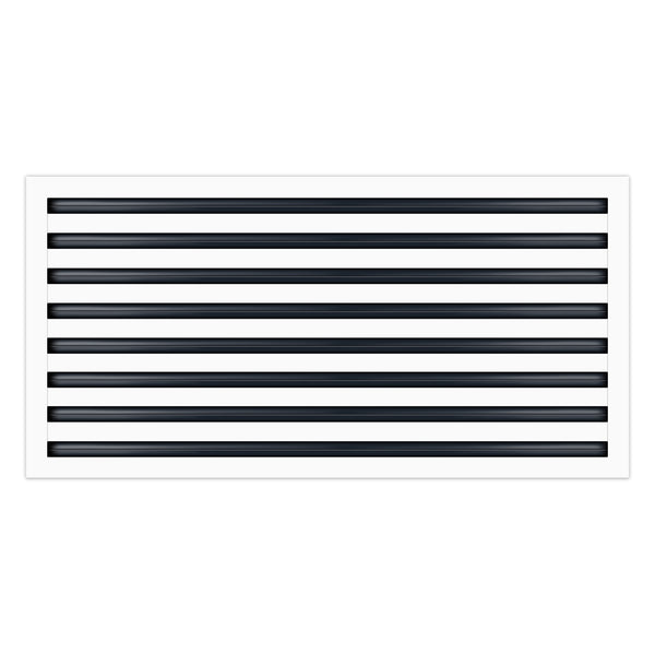 Front of 36x16 Modern Air Vent Cover White - 36x16 Standard Linear Slot Diffuser White - Texas Buildmart