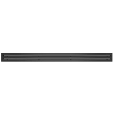 Front of 48 Inch 2 Slot Linear Air Vent Cover Black - 48 Inch 2 Slot Linear Diffuser Black - Texas Buildmart