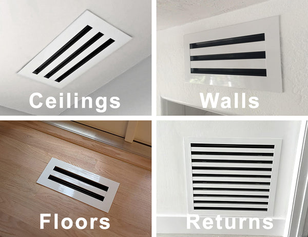 BUILDMART - 24x12 White Modern AC Vent Cover - Decorative Air Vent - Standard Linear Slot Diffuser - Register Grille for Ceiling, Walls & Floors - Texas Buildmart
