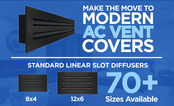 BUILDMART - 12x6 Black Modern AC Vent Cover - Decorative Air Vent - Standard Linear Slot Diffuser - Register Grille for Ceiling, Walls & Floors - Texas Buildmart