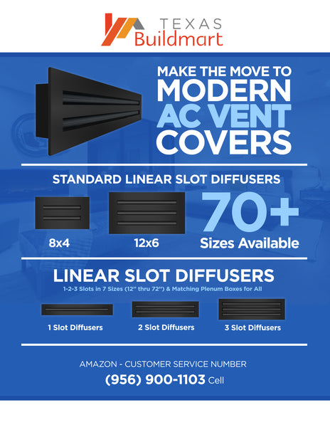 Brochure of 12x10 Modern Air Vent Cover Black - 12x10 Standard Linear Slot Diffuser Black - Texas Buildmart